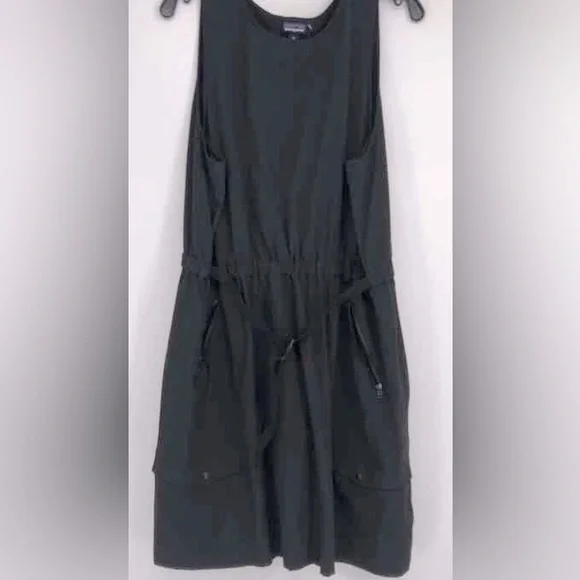 EUC [Patagonia] Fleetwith Belted Sleeveless Tank Pocketed Dress Black Women’s XL - Picture 10 of 14